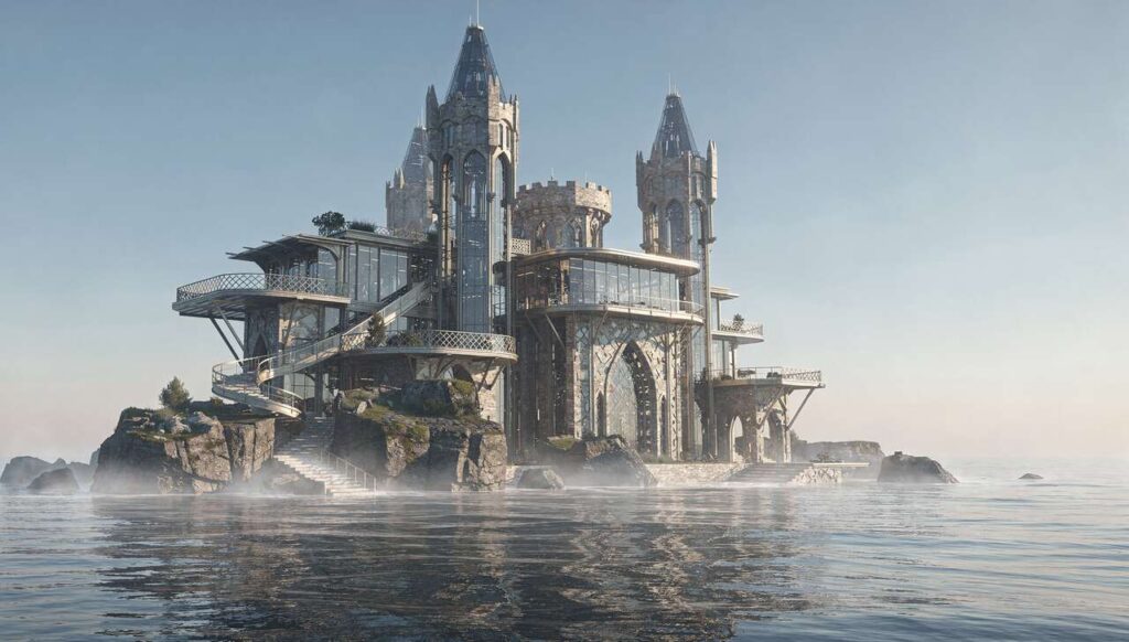 Sembra un castello medievale ma è un’opera d’arte moderna: il maniero surreale accarezzato dal mare